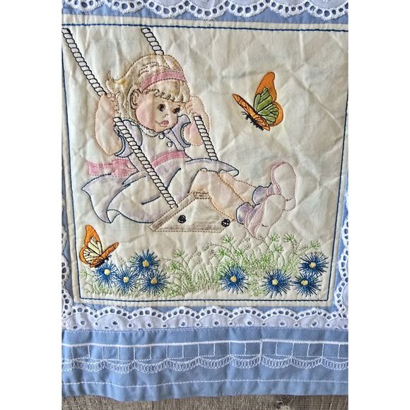 Sweet Handmade One of a Kind 38" Square Quilt ~ Detailed Embroidered Panels - Picture 10 of 16